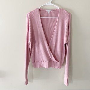 Leith pink ribbed wrap sweater size XXS